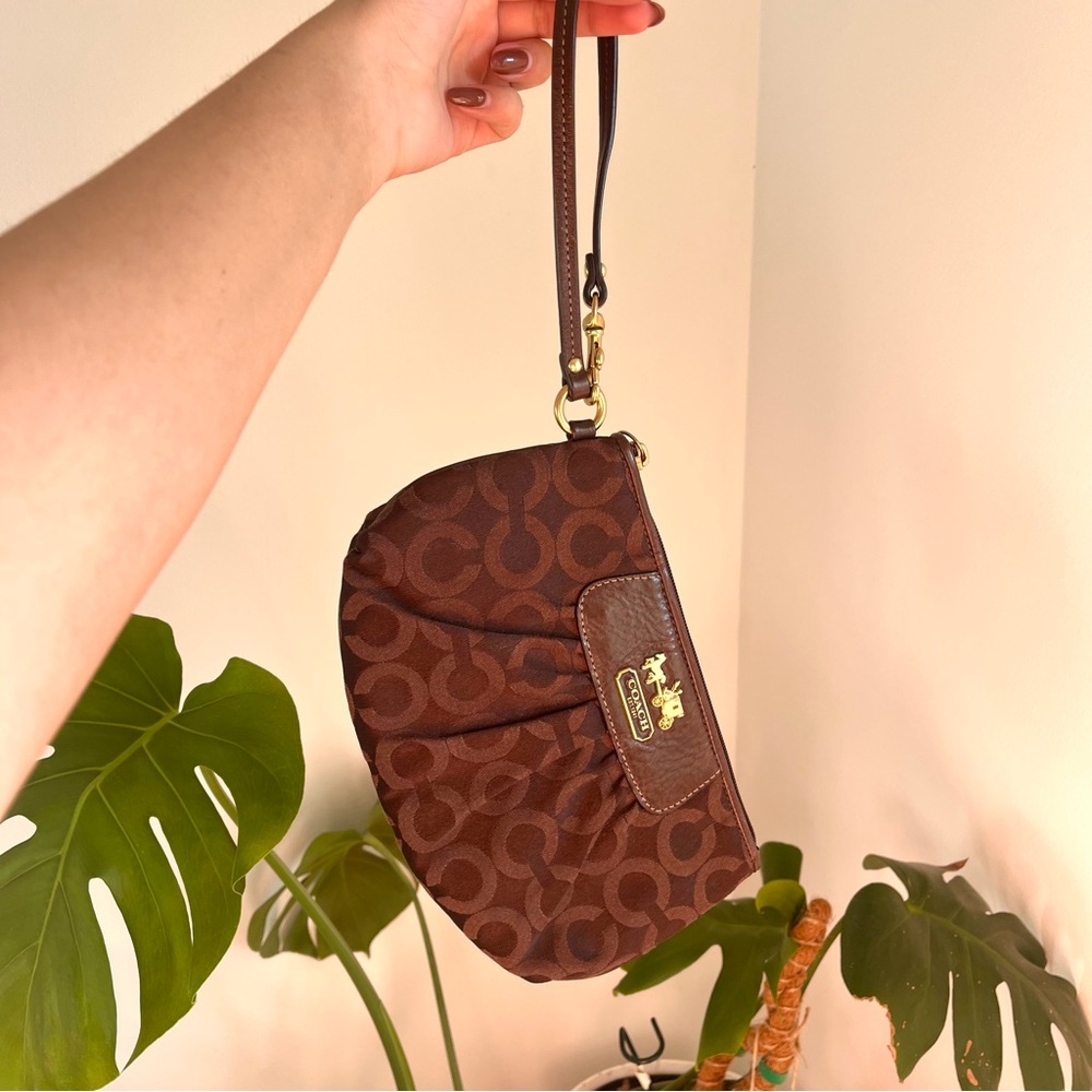 Coach Signature Brown Wristlet